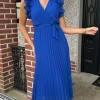 PARIS FASHION SHOPS Occasion Dresses | Midi Dresses^Farah Royal Blue Pleated Midi Dress (PRE ORDER)
