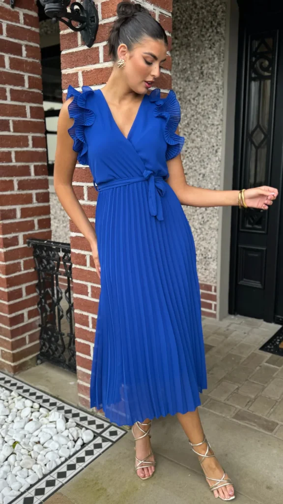 PARIS FASHION SHOPS Occasion Dresses | Midi Dresses^Farah Royal Blue Pleated Midi Dress (PRE ORDER)