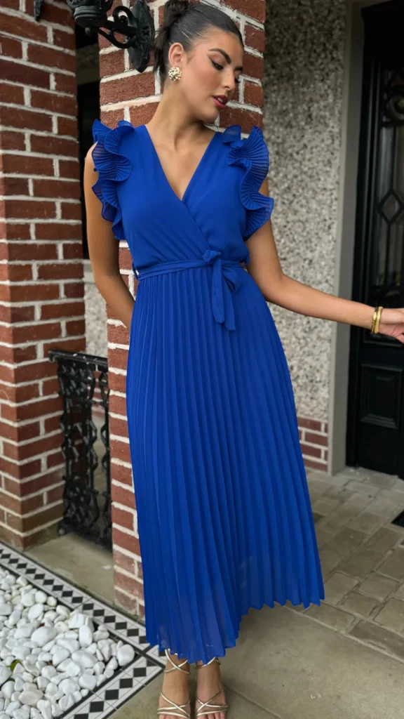 PARIS FASHION SHOPS Occasion Dresses | Midi Dresses^Farah Royal Blue Pleated Midi Dress (PRE ORDER)