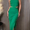 COPPEROSE Going Out Dresses | Occasion Dresses^Fernanda Green Halterneck Cut Out Midi Dress