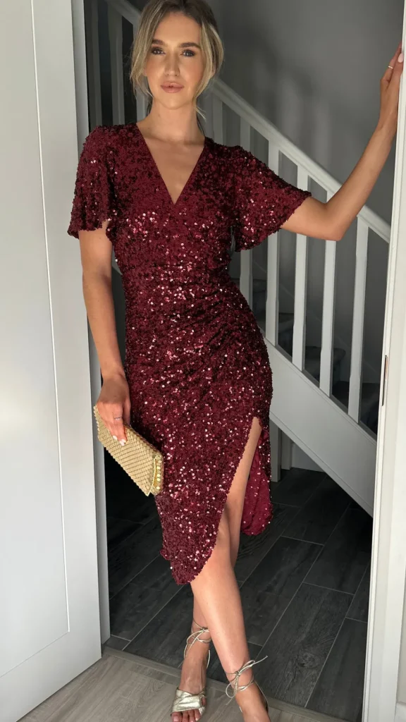 GIRL IN MIND Going Out Dresses | Occasion Dresses^Florence Burgundy Sequin Midi Dress
