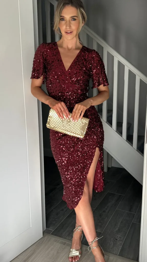 GIRL IN MIND Going Out Dresses | Occasion Dresses^Florence Burgundy Sequin Midi Dress