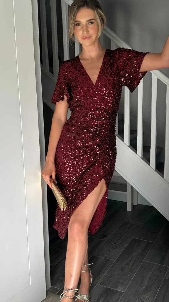 GIRL IN MIND Going Out Dresses | Occasion Dresses^Florence Burgundy Sequin Midi Dress