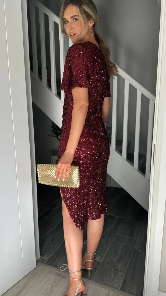 GIRL IN MIND Going Out Dresses | Occasion Dresses^Florence Burgundy Sequin Midi Dress