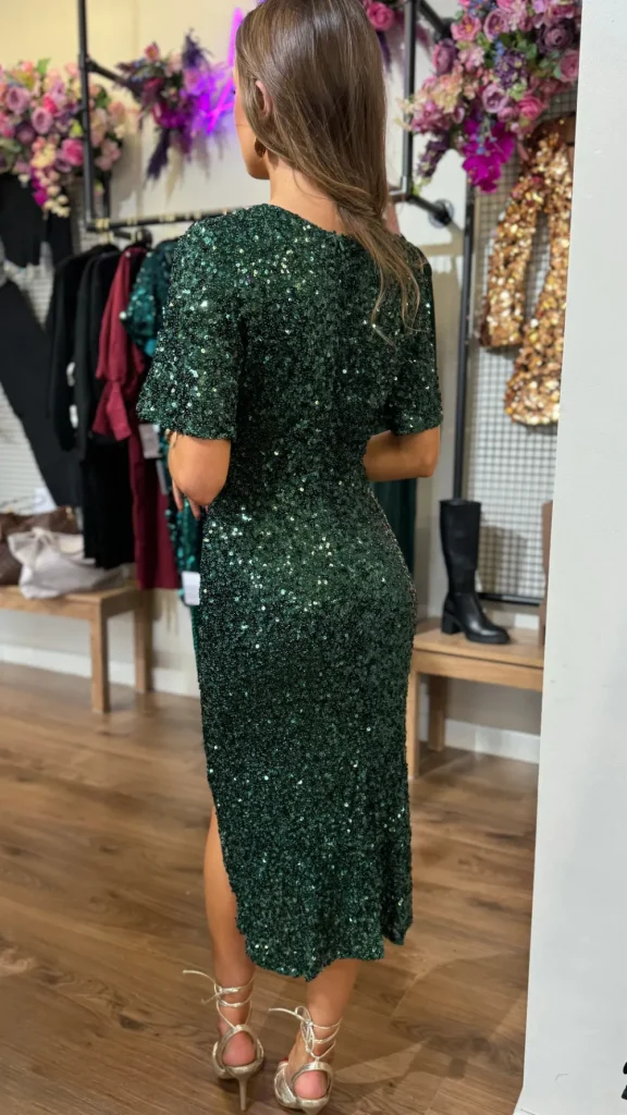 GIRL IN MIND Fitted Dresses | Going Out Dresses^Florence Green Sequin Midi Dress