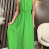COPPEROSE Going Out Dresses | Occasion Dresses^Florie Green Halterneck Tie Detail Midi Dress