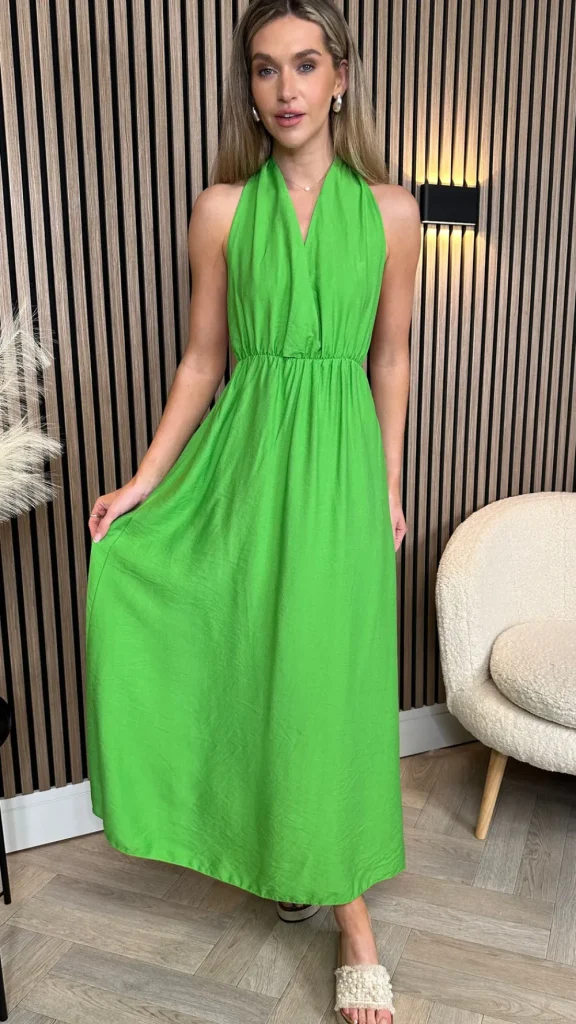 COPPEROSE Going Out Dresses | Occasion Dresses^Florie Green Halterneck Tie Detail Midi Dress