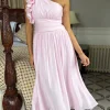 CANDICE FAIRE Going Out Dresses | Occasion Dresses^Francesca Baby Pink One Shoulder Ruffle Maxi Dress