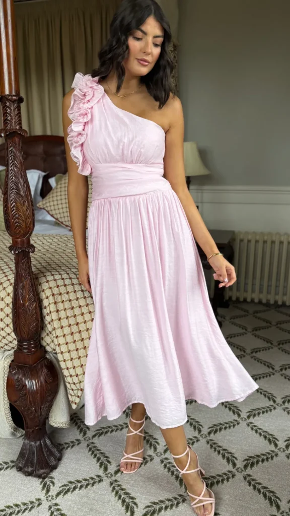 CANDICE FAIRE Going Out Dresses | Occasion Dresses^Francesca Baby Pink One Shoulder Ruffle Maxi Dress