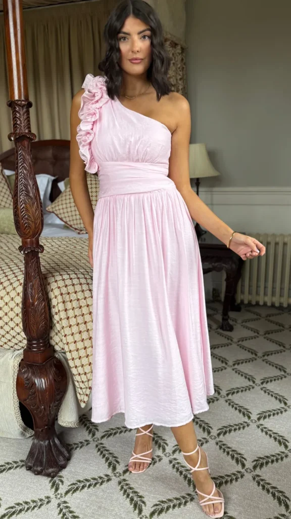 CANDICE FAIRE Going Out Dresses | Occasion Dresses^Francesca Baby Pink One Shoulder Ruffle Maxi Dress