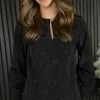 PARIS FASHION SHOPS Tops^Freya Black Drop Neck Top With Gold Button