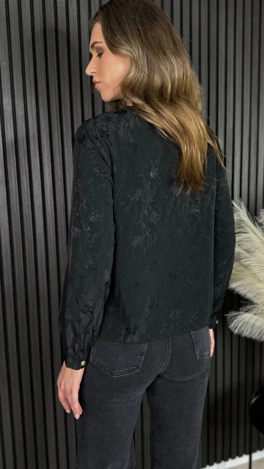 freya_black_drop_neck_top_4.webp PARIS FASHION SHOPS Tops^Freya Black Drop Neck Top With Gold Button