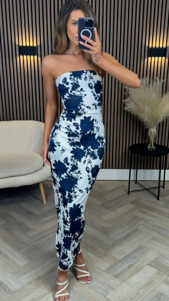 GIRL IN MIND Going Out Dresses | Occasion Dresses^Freya Navy Floral Bandeau Midi Dress