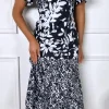 GIRL IN MIND Going Out Dresses | Occasion Dresses^Frieda Black and White Floral Tiered Midi Dress