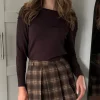 SEVEN SEPT Knitwear^Gabi Chocolate Brown Wide Neck Knit Jumper