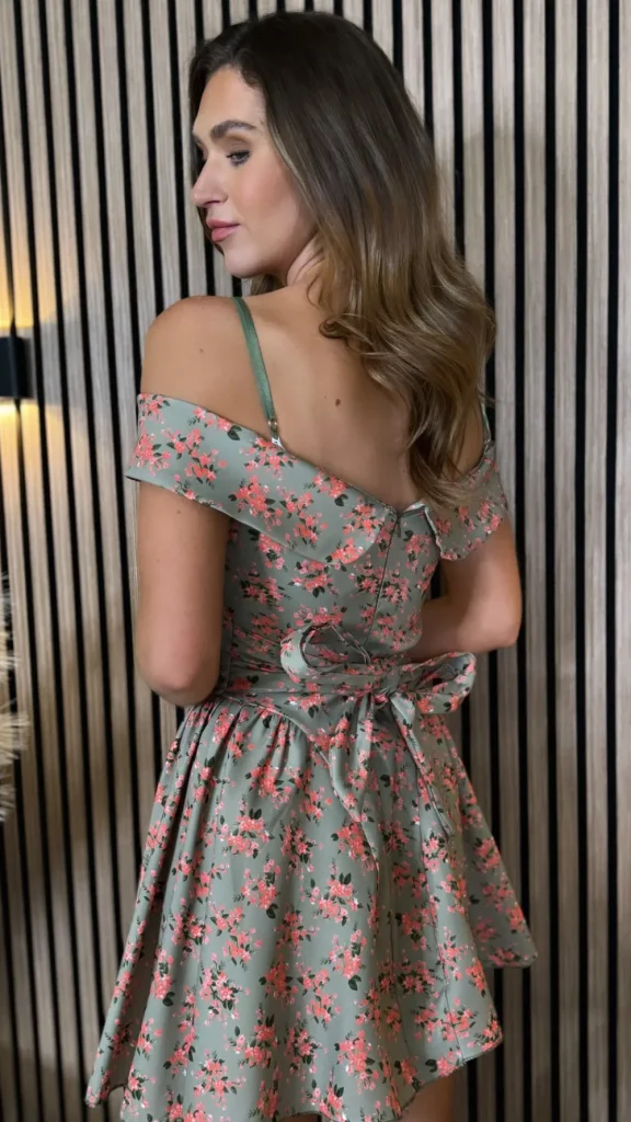 ALLYSON Day Dresses | Going Out Dresses^Gabrielle Khaki Floral Printed Off Shoulder Skater Mini Dress