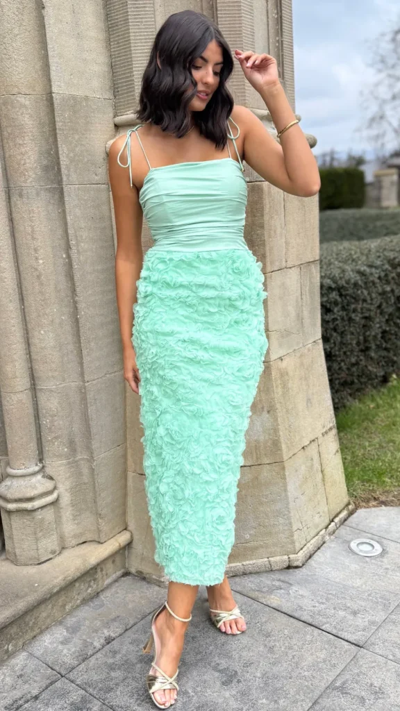 CANDICE FAIRE Fitted Dresses | Going Out Dresses^Gemma Sage Green Embellished Floral Maxi Dress