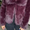 COPPEROSE Coats & Jackets^Georgia Burgundy Collared Fur Detail Jacket