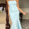 FP & CO Fitted Dresses | Going Out Dresses^Georgie Baby Blue Bandeau Midi Dress