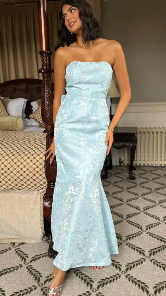 FP & CO Fitted Dresses | Going Out Dresses^Georgie Baby Blue Bandeau Midi Dress