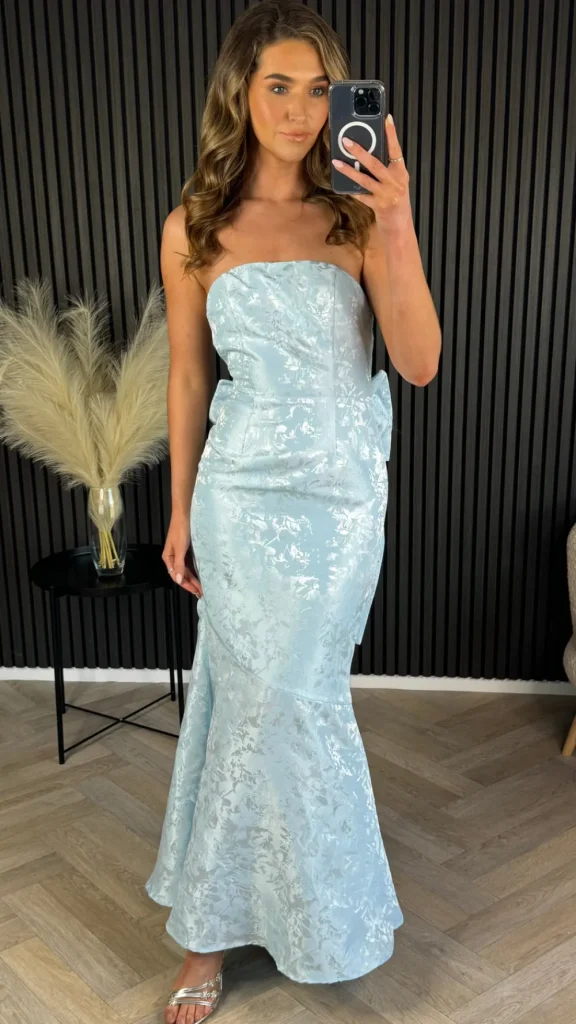 FP & CO Fitted Dresses | Going Out Dresses^Georgie Baby Blue Bandeau Midi Dress