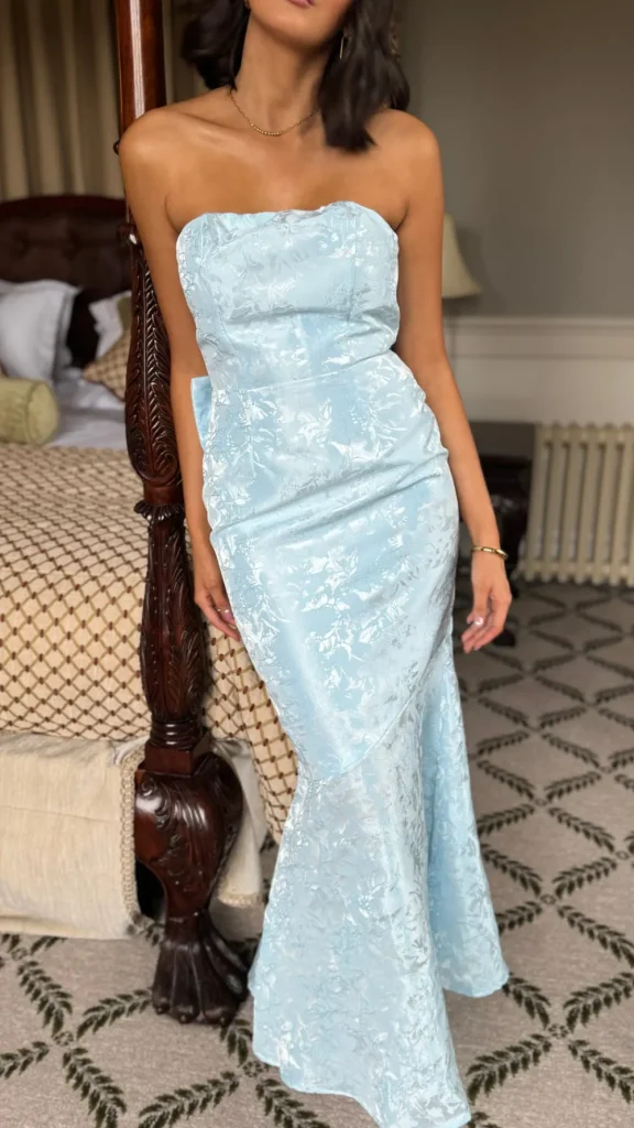 FP & CO Fitted Dresses | Going Out Dresses^Georgie Baby Blue Bandeau Midi Dress