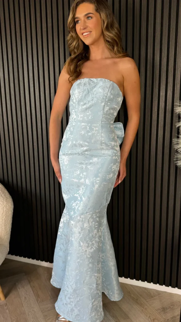 FP & CO Fitted Dresses | Going Out Dresses^Georgie Baby Blue Bandeau Midi Dress