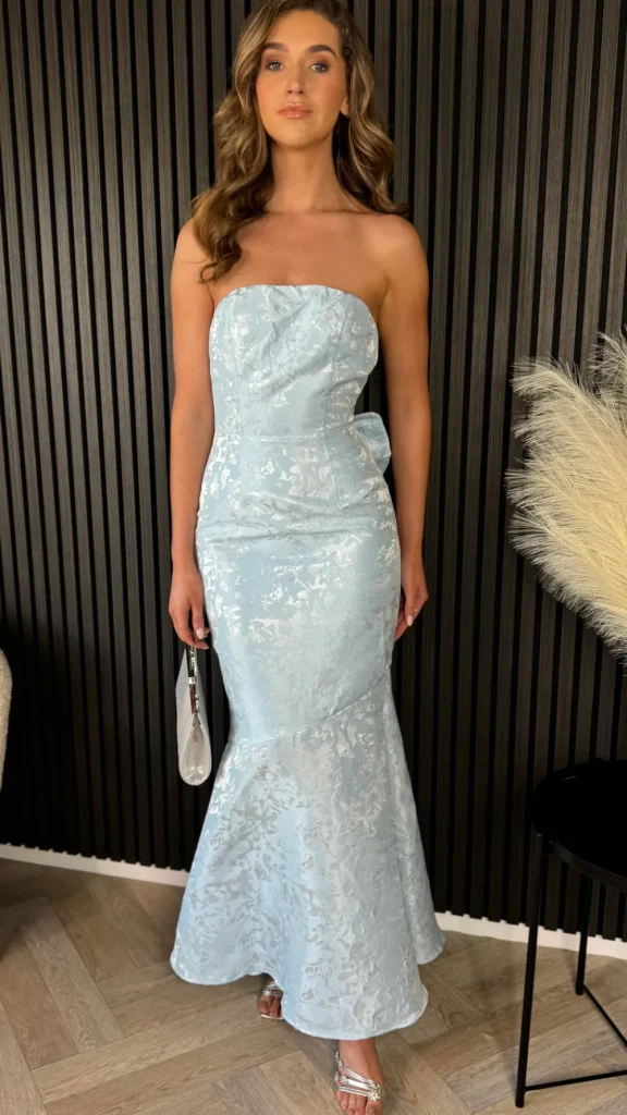 FP & CO Fitted Dresses | Going Out Dresses^Georgie Baby Blue Bandeau Midi Dress