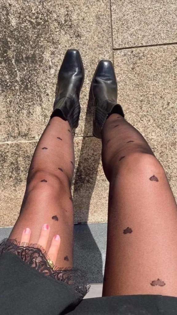 PAMELA MANN Tights^Gina Black All Over Heart Sheer Tights