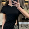 PARIS FASHION SHOPS Tops^Hallie Black Cut Out Ruched Detail T Shirt