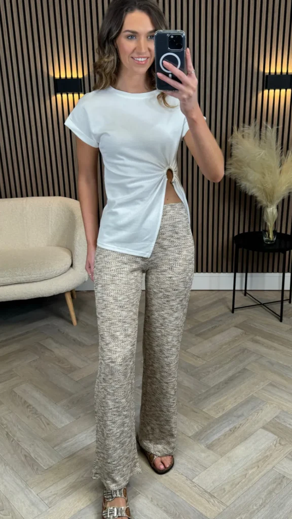 PARIS FASHION SHOPS Tops^Hallie White Cut Out Ruched Detail T Shirt