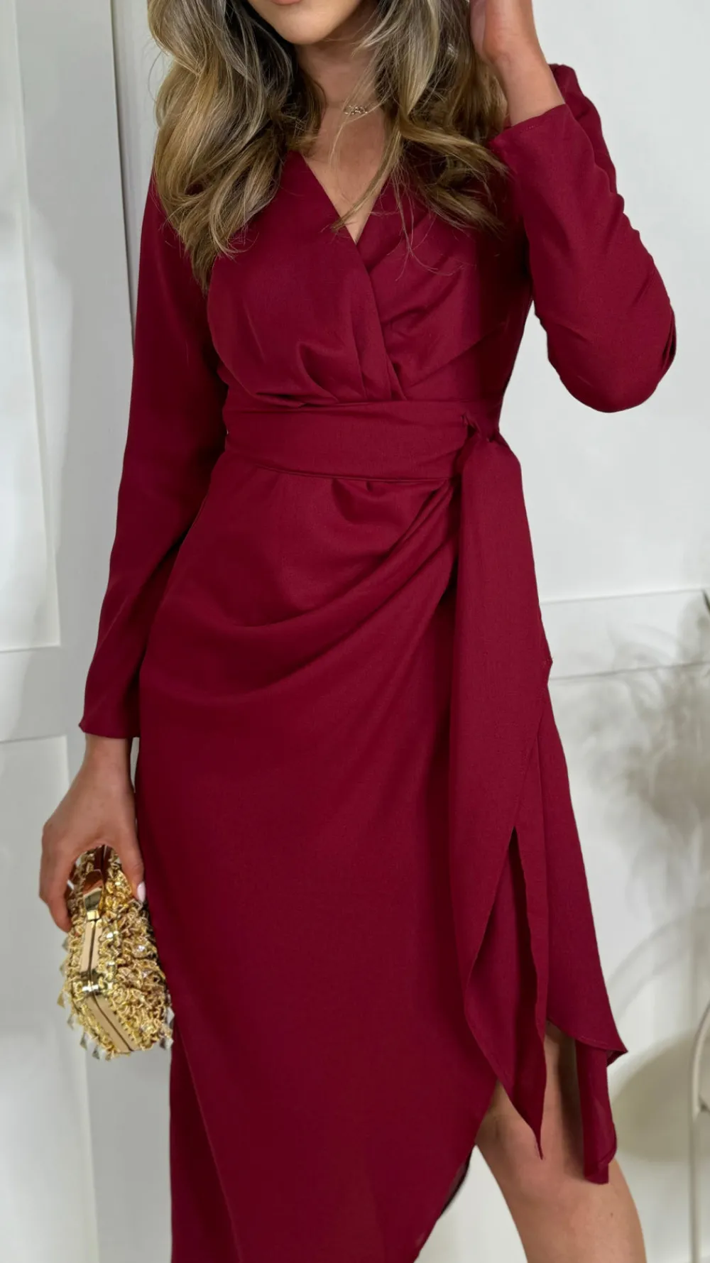 harley_burgundy_wrap_maxi_1.webp GIRL IN MIND Fitted Dresses | Going Out Dresses^Harley Burgundy Wrap Maxi Dress
