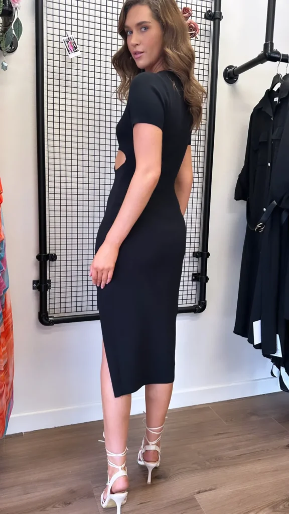 CC Fitted Dresses | Going Out Dresses^Hartley Black Ring Inlay Cut Out Midi Dress