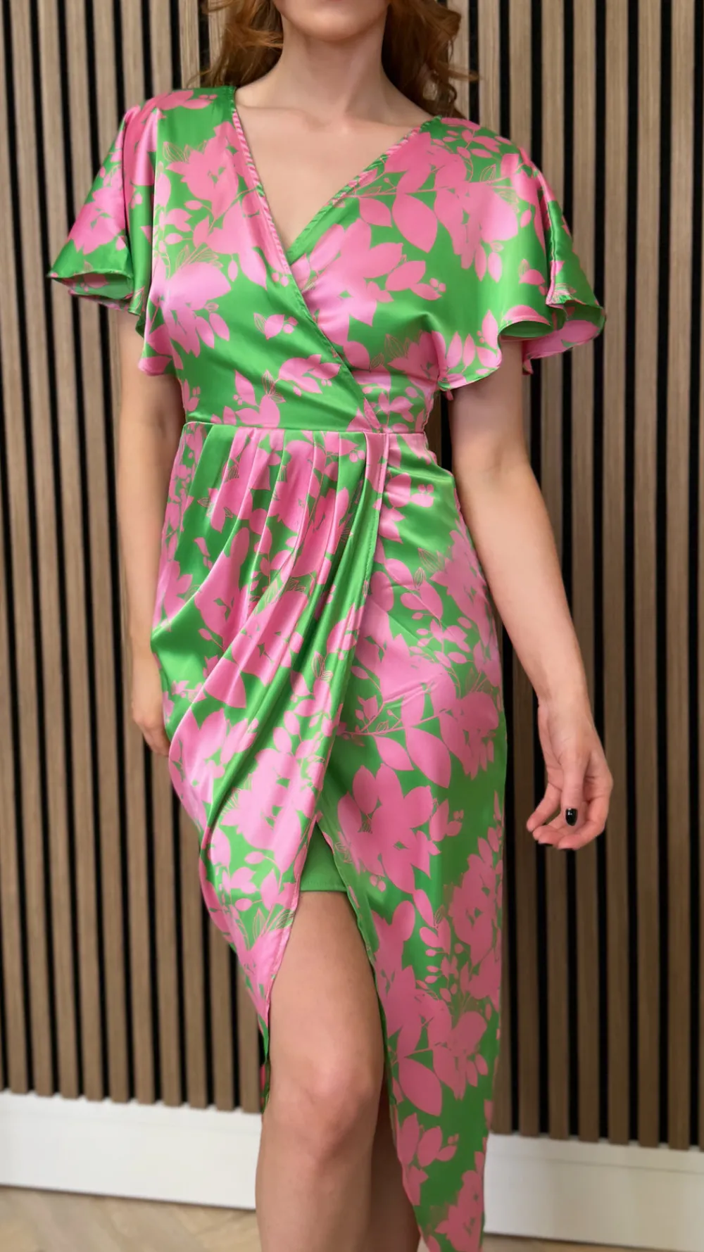 havana_pink_amp_green_wra_0.webp GIRL IN MIND Going Out Dresses | Occasion Dresses^Havana Pink & Green Wrap Over Maxi Dress