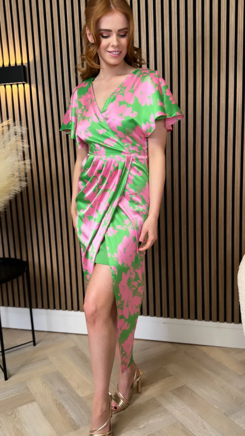 havana_pink_amp_green_wra_1.webp GIRL IN MIND Going Out Dresses | Occasion Dresses^Havana Pink & Green Wrap Over Maxi Dress