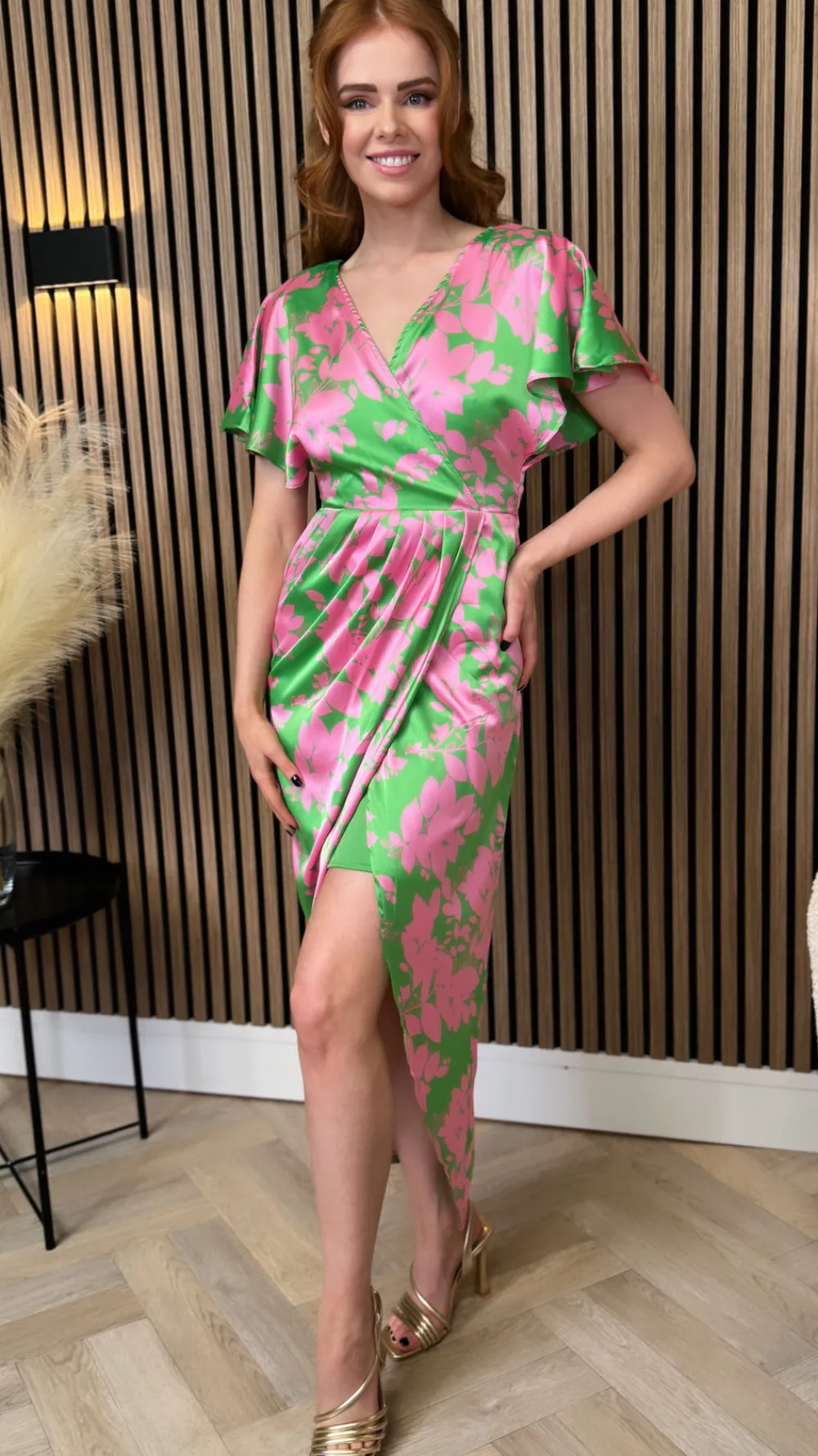 havana_pink_amp_green_wra_2.webp GIRL IN MIND Going Out Dresses | Occasion Dresses^Havana Pink & Green Wrap Over Maxi Dress
