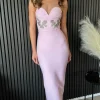 NEW Fitted Dresses | Going Out Dresses^Havannah Baby Pink Bandeau Sweetheart Embellished Bandage Dress
