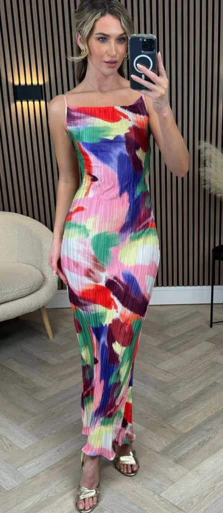 SAS MW STUDIO Going Out Dresses | Occasion Dresses^Henrietta Pink Printed Cami Strap Midi Dress
