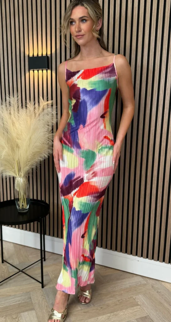 SAS MW STUDIO Going Out Dresses | Occasion Dresses^Henrietta Pink Printed Cami Strap Midi Dress