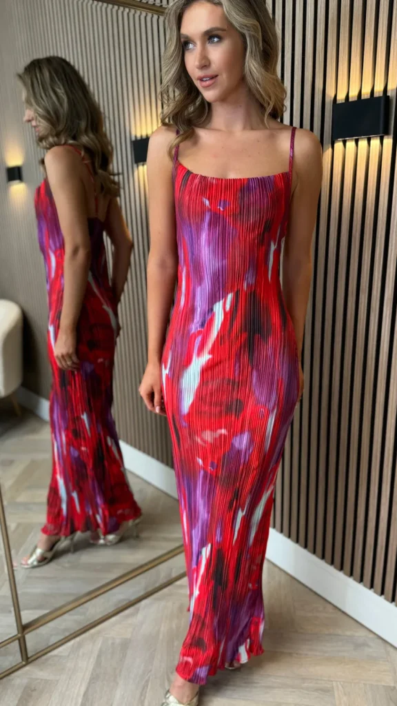 SAS MW STUDIO Going Out Dresses | Occasion Dresses^Henrietta Red Printed Cami Strap Midi Dress