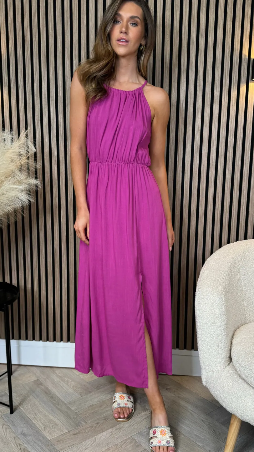 imogen_purple_halterneck__1.webp COPPEROSE Going Out Dresses | Occasion Dresses^Imogen Purple Halterneck Tie Detail Midi Dress