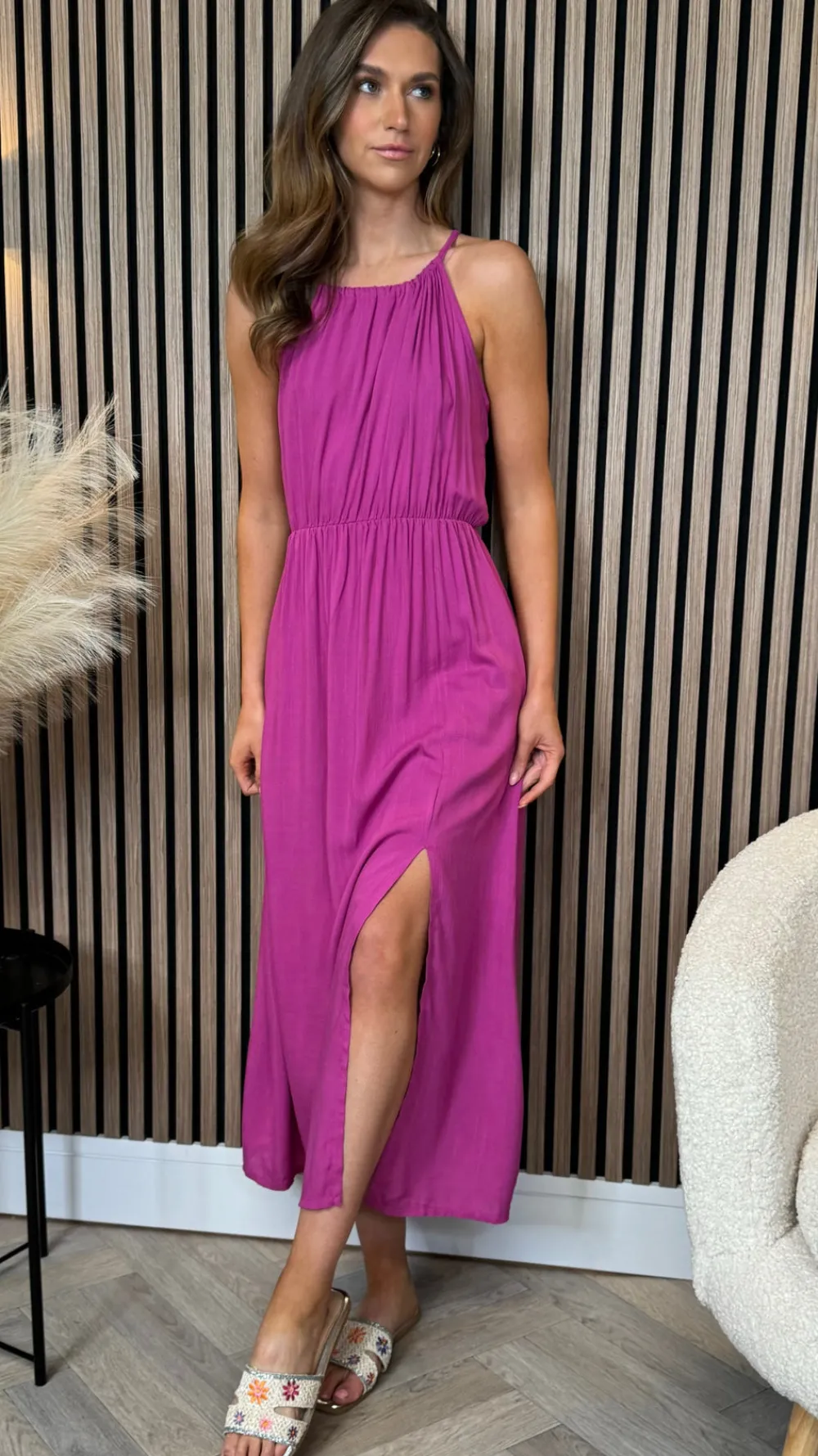 imogen_purple_halterneck__2.webp COPPEROSE Going Out Dresses | Occasion Dresses^Imogen Purple Halterneck Tie Detail Midi Dress