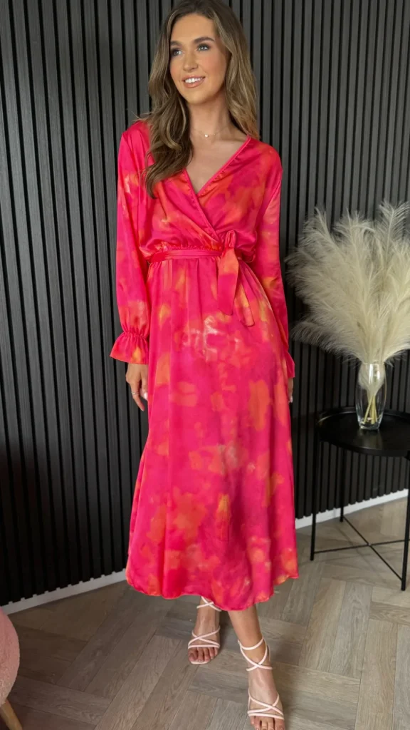 LORIANE Going Out Dresses | Occasion Dresses^Isla Fuchsia Printed V Neckline Midi Dress