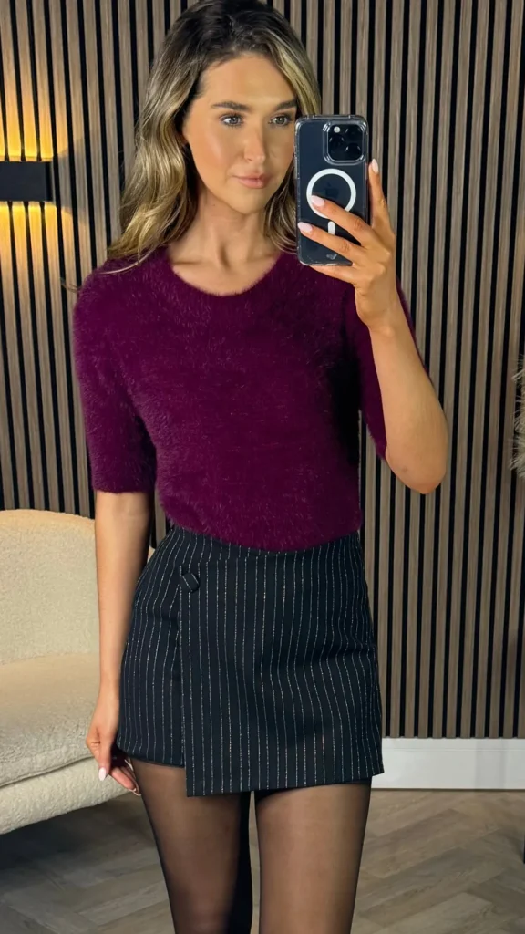 SEVEN SEPT Skirts & Shorts^Jacie Black Pinstripe Wrap Effect Skort