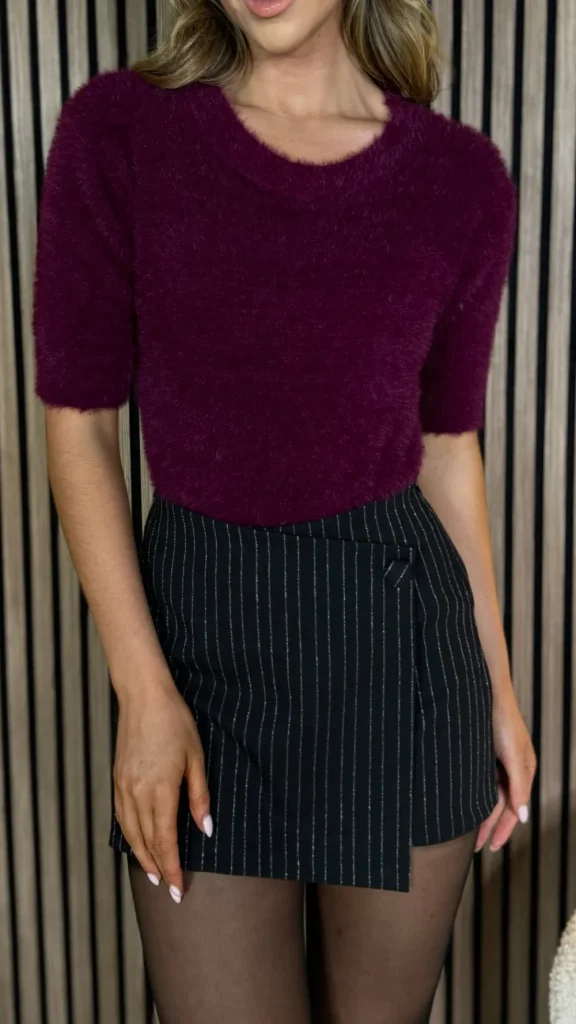 SEVEN SEPT Skirts & Shorts^Jacie Black Pinstripe Wrap Effect Skort