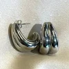 PARIS FASHION SHOPS Jewellery^Jackie Silver Large Shiny Double Layer Style Earrings