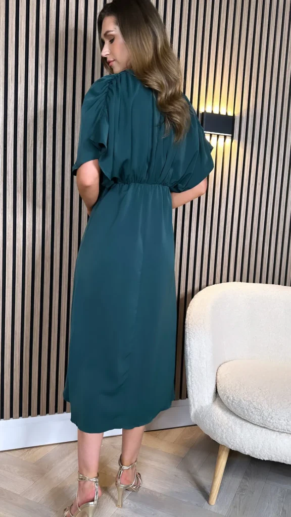 AX PARIS Occasion Dresses | Midi Dresses^Jaelynn Teal Batwing Gathered Top Midi Dress