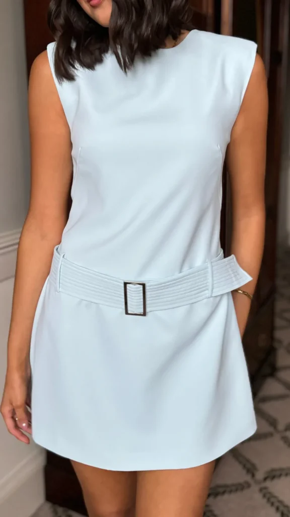 FEELKOO Occasion Dresses | Mini Dresses^Jasmine Baby Blue Belted Mini Dress