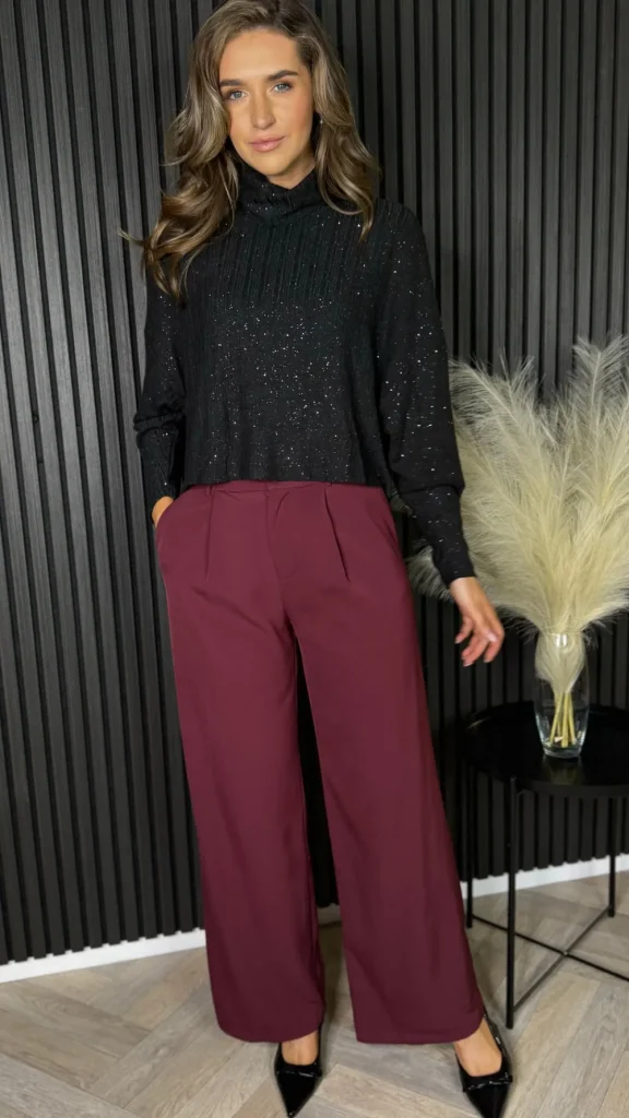 LUCCE Knitwear^Jasmine Black Sparkle Detail Polo Neck Jumper