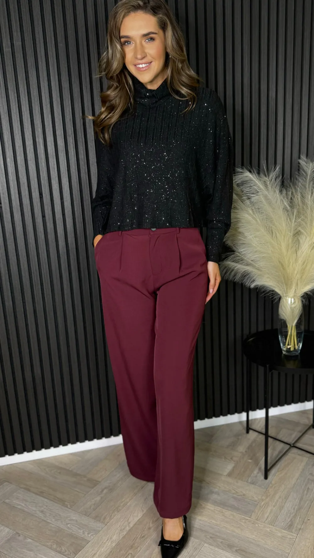 jasmine_black_sparkle_det_2.webp LUCCE Knitwear^Jasmine Black Sparkle Detail Polo Neck Jumper